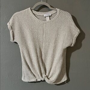 Gilli Beige Knit Short Sleeve Top